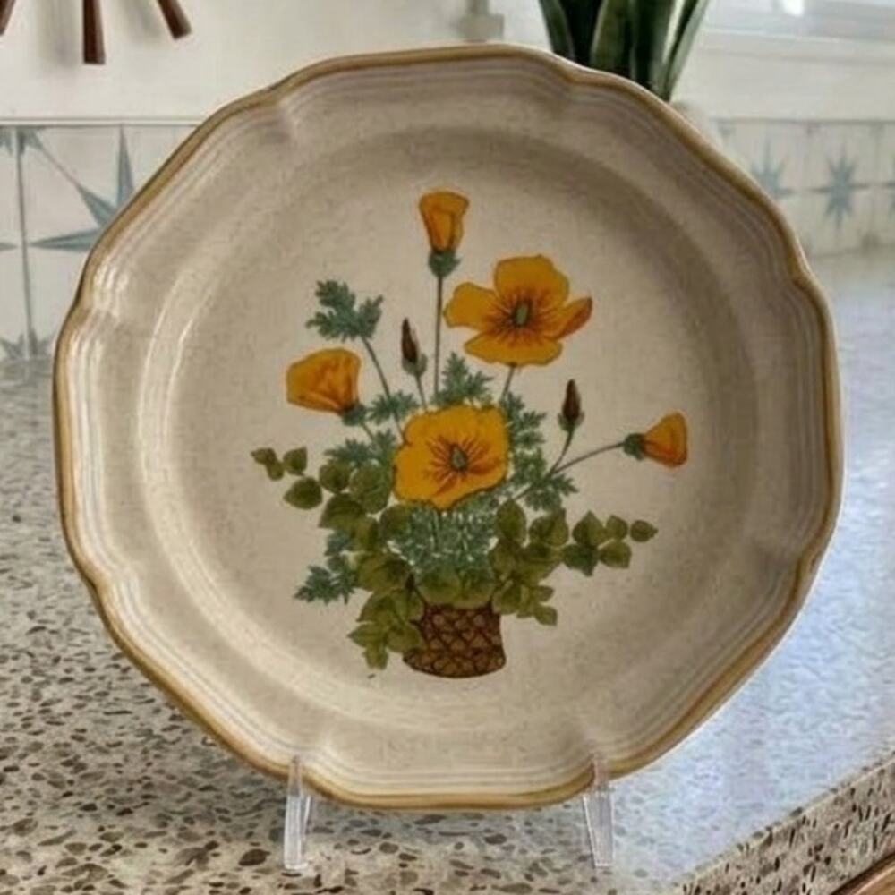 Vintage Mikasa Garden Club Petunias EC401 Stoneware Chop Plate Dish Japan NOS